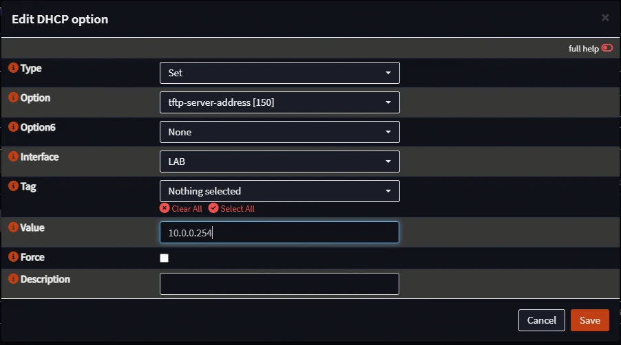 Option 150 Settings
